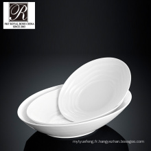 Hôtel ligne de l&#39;océan mode élégance cuvette à porcelaine blanche à soupe ronde PT-T0593